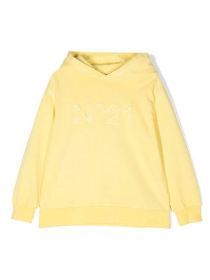 Nº21 Kids logo-patch classic hoodie - Yellow