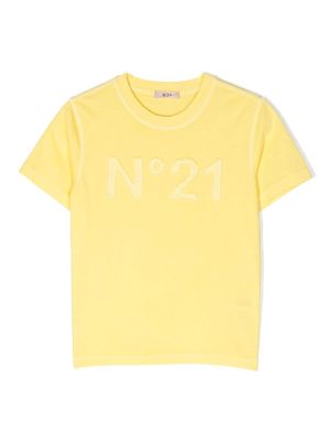 Nº21 Kids logo-patch T-shirt - Yellow