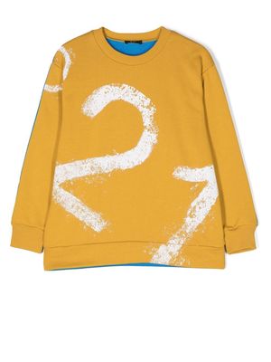 Nº21 Kids logo-print colour-block sweatshirt - Yellow