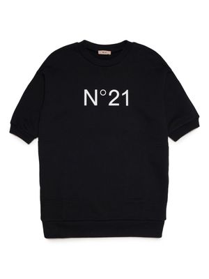 Nº21 Kids logo-print cotton dress - Black