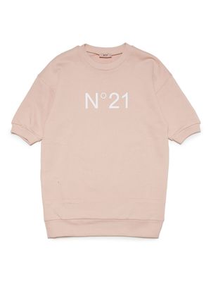 Nº21 Kids logo-print cotton dress - Pink