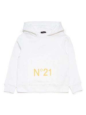 Nº21 Kids logo-print cotton hoodie - White