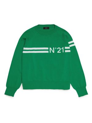 Nº21 Kids logo-print cotton jumper - Green