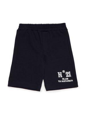 Nº21 Kids logo-print cotton shorts - Black