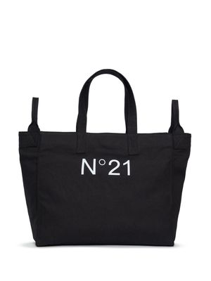 Nº21 Kids logo-print cotton shoulder bag - Black