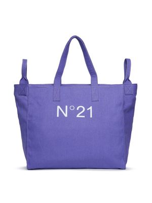 Nº21 Kids logo-print cotton shoulder bag - Purple