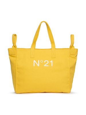 Nº21 Kids logo-print cotton shoulder bag - Yellow