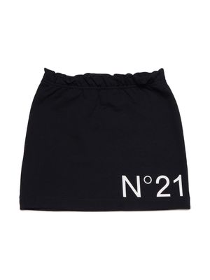 Nº21 Kids logo-print cotton skirt - Black