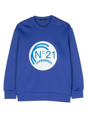 Nº21 Kids logo-print cotton sweatshirt - Blue