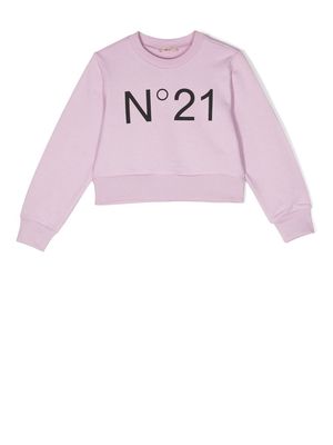 Nº21 Kids logo-print crew-neck sweatshirt - Pink