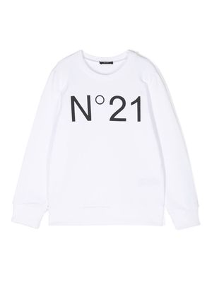 Nº21 Kids logo-print crew-neck sweatshirt - White