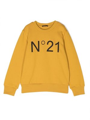 Nº21 Kids logo-print crew-neck T-shirt - Yellow