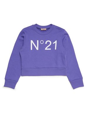 Nº21 Kids logo-print cropped sweatshirt - Purple