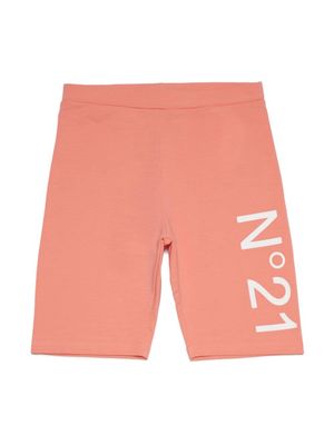 Nº21 Kids logo-print cycling shorts - Orange