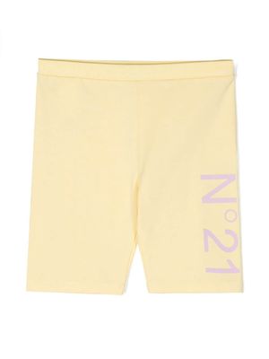 Nº21 Kids logo-print cycling shorts - Yellow