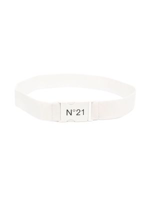 Nº21 Kids logo-print elasticated belt - White