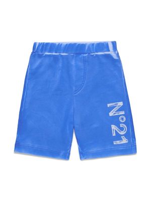 Nº21 Kids logo-print faded shorts - Blue