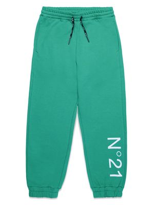 Nº21 Kids logo-print fleece cotton sweatpants - Green