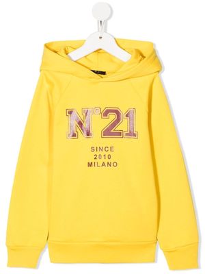 Nº21 Kids logo print hoodie - Yellow