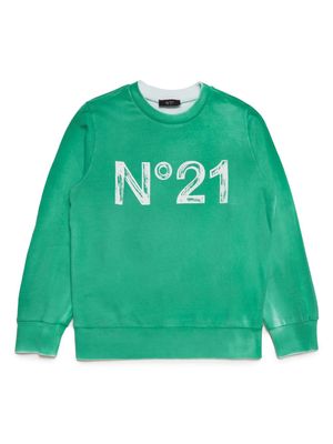 Nº21 Kids logo-print jersey sweatshirt - Green