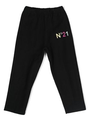 Nº21 Kids logo-print leg trousers - Black