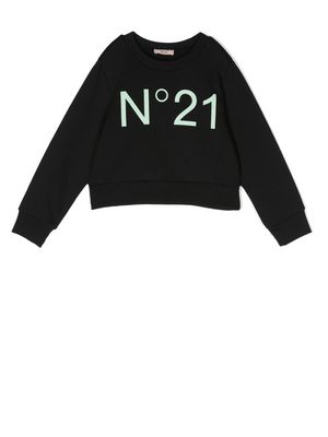 Nº21 Kids logo-print long-sleeve sweatshirt - Black