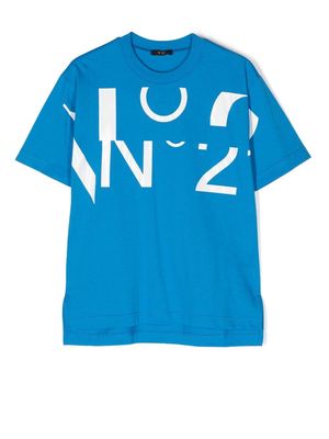 Nº21 Kids logo-print short-sleeve T-shirt - Blue