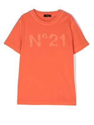 Nº21 Kids logo-print short-sleeve T-shirt - Orange