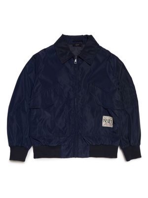 Nº21 Kids logo-print zipped bomber jacket - Blue