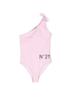 Nº21 Kids one-shoulder bow-detail swimsuit - Pink