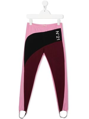 Nº21 Kids panelled stirrup leggings - Pink