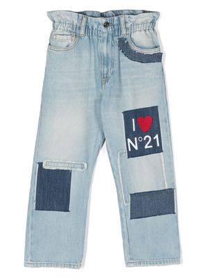 Nº21 Kids patch-work denim jeans - Blue