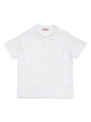 Nº21 Kids ruffle-trimmed cotton polo top - White