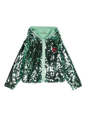 Nº21 Kids sequin-embellished zip-up hoodie - Green