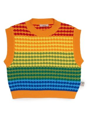 Nº21 Kids striped crew-neck cotton vest - Multicolour