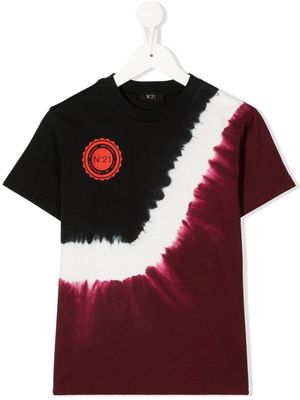 Nº21 Kids tie-dye logo-print T-shirt - Black