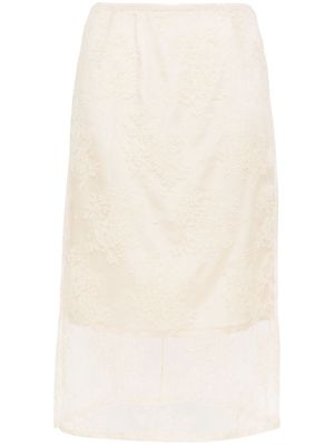 Nº21 lace-panel mid-rise skirt - Neutrals