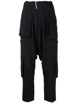 Nº21 layered-effect cropped cargo trousers - Black