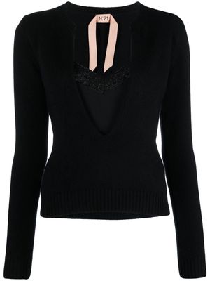 Nº21 layered wool blend jumper - Black