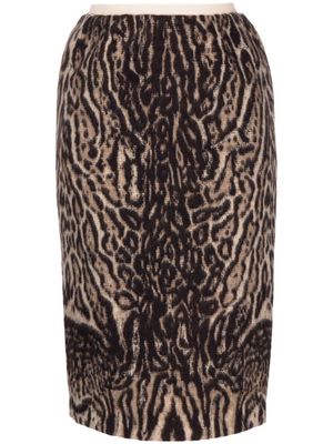 Nº21 leopard-print brushed pencil skirt - Brown