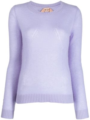 Nº21 logo-patch cashmere jumper - Purple