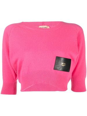 Nº21 logo-patch cropped knitted jumper - Pink