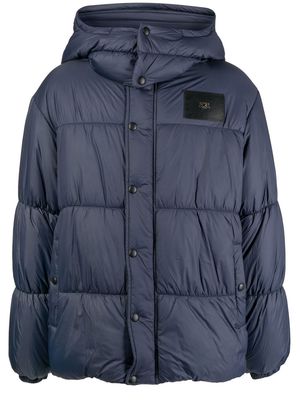 Nº21 logo-patch hooded puffer jacket - Blue