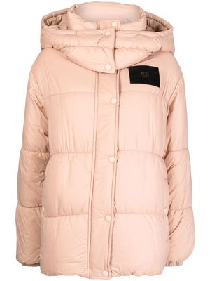 Nº21 logo-patch hooded puffer jacket - Pink