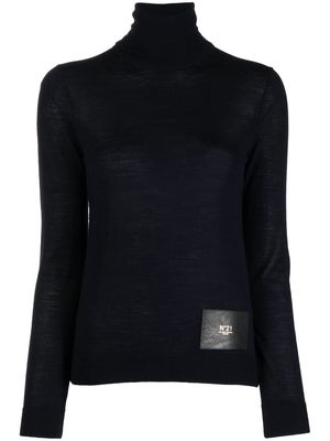 Nº21 logo-patch roll neck jumper - Blue