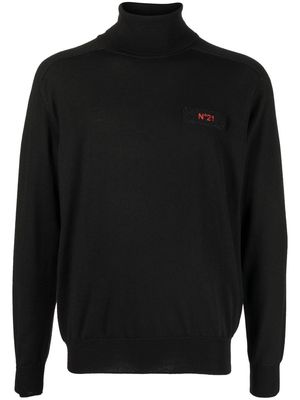Nº21 logo-patch roll-neck sweater - Black