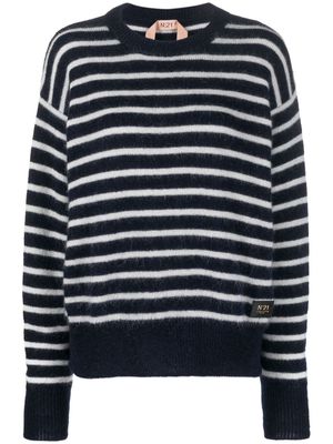 Nº21 logo-patch striped sweatshirt - Black