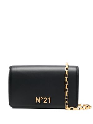 Nº21 logo-plaque leather mini bag - Black