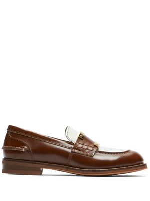 Nº21 logo-plaque two-tone loafers - Brown