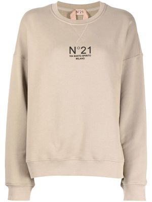 Nº21 logo-print cotton sweatshirt - Brown